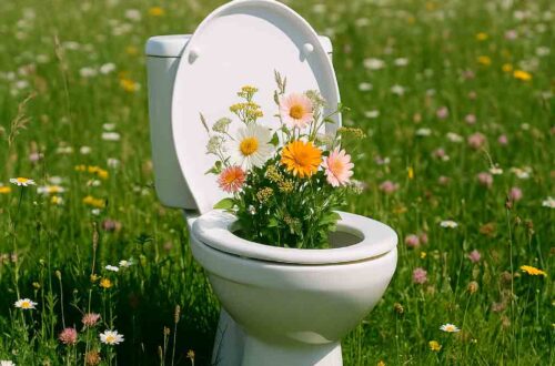 WC mit Blumen