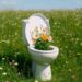 WC mit Blumen