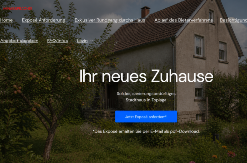 Startseite von Webseite für den Hausverkauf